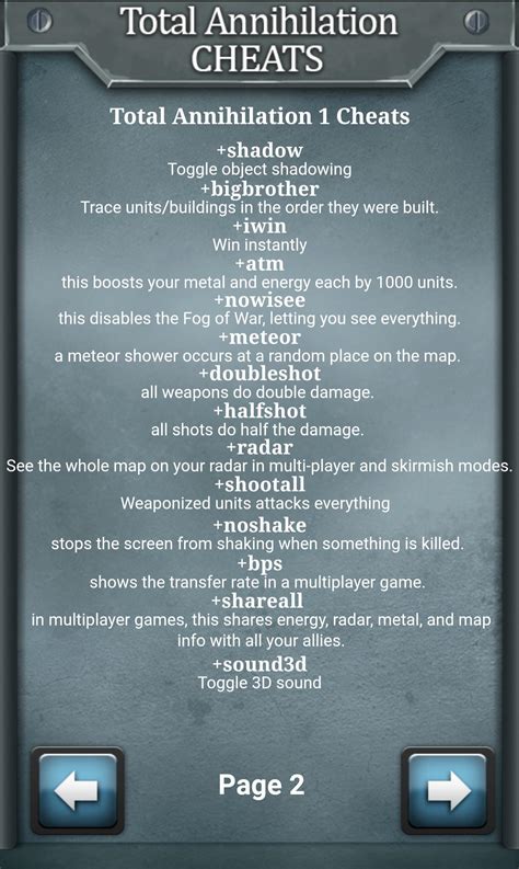 Total Annihilation Cheats .
